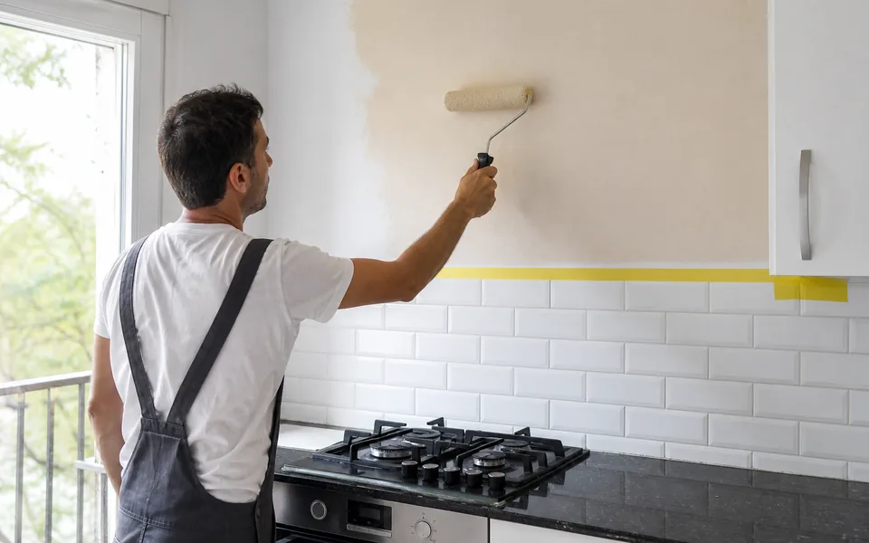 Pintura lavable en cocina y baño de vivienda en Motril resistente al vapor